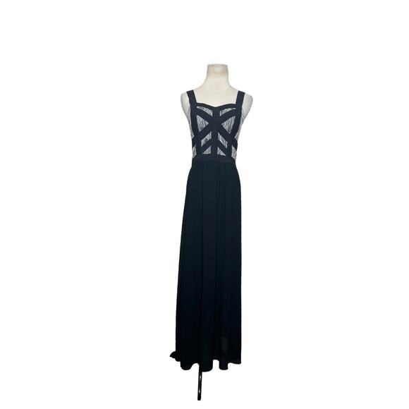 Lucy Paris black cream lace detail maxi dress size Small - Picture 1 of 16